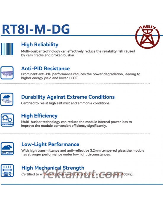 پنل خورشیدی 590 وات بایفشیال TOPCon مدل RT8I-M-DG-590 برند Restar Solar  پنل خورشیدی 590 وات بایفشیال TOPCon مدل RT8I-M-DG-590 برند Restar Solar